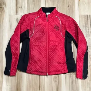 Harley Davidson Quilted Red Zip Up Motorcycle Jacket Women’s 1XL thumbnail 1