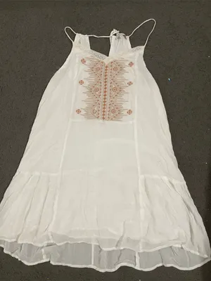 Miss Me White Mini lined summer Dress with Rust Embroidered Front thumbnail 10