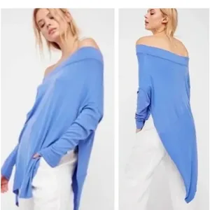 Free People We The Free Grapevine Long‎ Sleeve Tunic in the color Sky Blue XS thumbnail 2