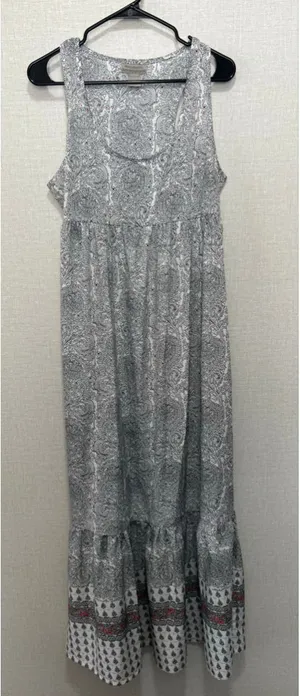 World Market Paisley Floral Boho Tiered Maxi Sleeveless Dress With Ruffled Hem thumbnail 1