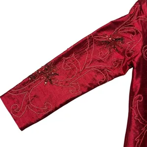 Vintage Anage Red Silk Beaded Sequins Kimono Jacket Sz S Artsy Boho Embroidered thumbnail 10