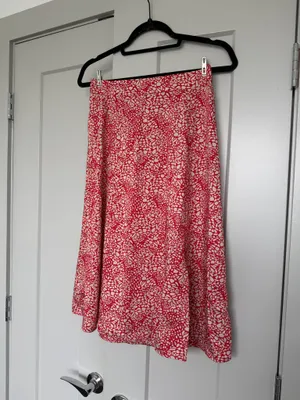 LOFT Petites Red & Cream Floral Midi Skirt - 2P thumbnail 2