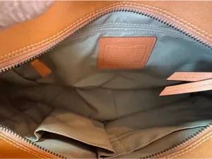 Coach Leather Shoulder Tote Bag in Metallic Orange thumbnail 8