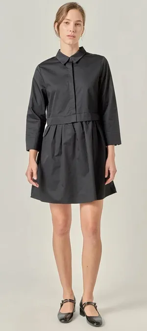 English Factory NEW Black Mini Shirt Dress Cotton Size‎ Medium thumbnail 1