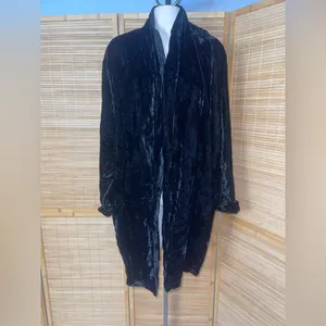 Vintage black crushed velvet one button blazer jacket woman’s large thumbnail 2