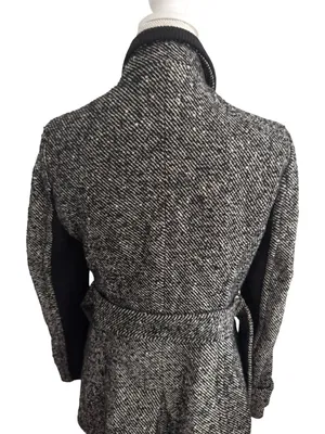 EXPRESS Gray Black Belted Coat Size Medium thumbnail 7