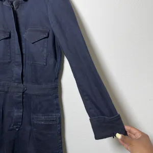 Isabel Marant Women Cotton Denim Dress 2 Navy Blue Military Utility Mini Western thumbnail 6