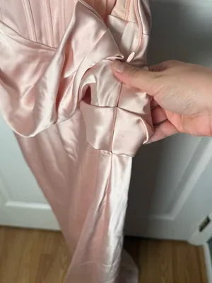 House of CB Kira Blush Pink Satin Gathered Maxi Dress XS thumbnail 5