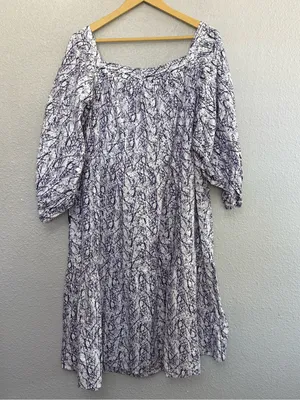 NWT Woodin African Tiered Button Front Dress Size 16 Puff Sleeve thumbnail 4