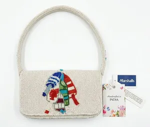 NWT Handcrafted Beaded Nautical Themed Shoulder Bag Tan thumbnail 1