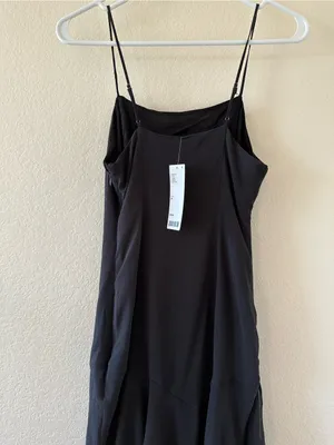 🌺 Urban Outfitters Black Slip Dress XS 0-2 Sheer Hem Layered Minimalist NWT thumbnail 10
