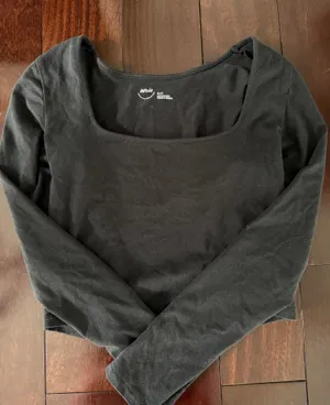 Aerie long sleeve square neck top black thumbnail 1