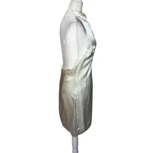 Amanda Uprichard Kyoto Dress in Ivory Medium Womens Satin Halter Cocktail thumbnail 6