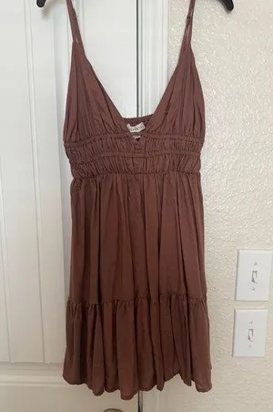 Aeropostale Brown Gathered Dress thumbnail 1