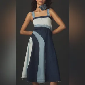 NEW Anthropologie Pilcro Seamed Smocked Midi Dress Small thumbnail 9