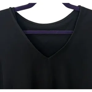 Black V-Neck Dress Capelet Overlay Cocktail Party‎ Goth Witchy Vamp Modest Small thumbnail 7