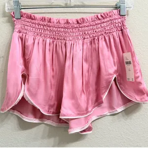 Anthropologie Pink Rose‎ Satin Smocked Waist Shortie Shorts Size XXS NWT thumbnail 1
