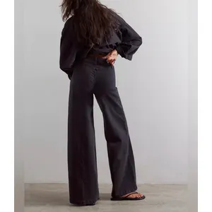 Free People We The Free Libre‎ Wide-Leg Jeans Seamed High Rise Black 31 thumbnail 2