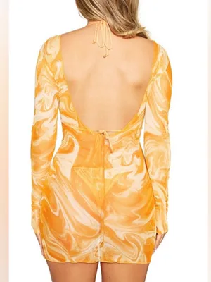 NWT Naked Wardrobe Swim Back on the Low cover up dress orange thumbnail 2