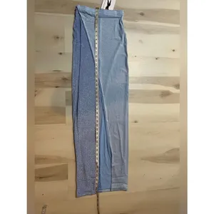 Naked Wardrobe NWT Women Small Powder Blue Glitter Two-Tone Maxi Skirt thumbnail 7