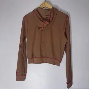 NWT Fabletics Brown Pink Trim up Up Hoodie Waffle XSmall‎ thumbnail 2
