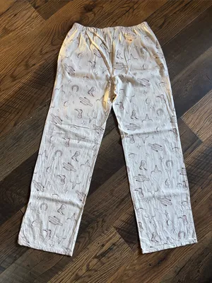 Cali 1850 Western Printed Linen Pull On Pants Size Medium Cream Cowgirl Rodeo thumbnail 6