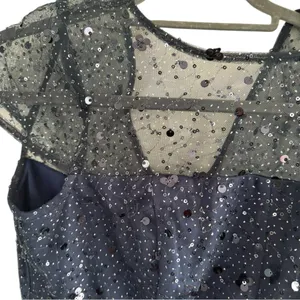 JS Collections‎ Alyssa Sequin Godet Cocktail Dress Navy 6 thumbnail 9