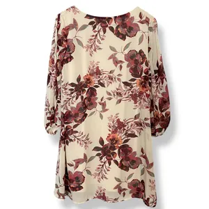 Lulus Shifting Dears Floral‎ Shift Dress Cut Out Sleeve Beige Cream Mini Large thumbnail 4