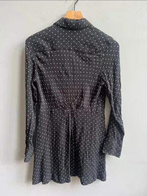 Free People This Town Printed Button Down Dress Black and White Polka Dot Medium thumbnail 6