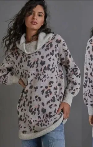Anthropologie Emmy leopard spot cowl pullover thick sweater thumbnail 1