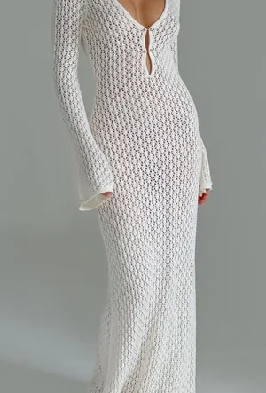 Commense Cover Up Long Sleeve Open Back Long Dress size Xl thumbnail 1