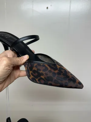 a new day Leopard Pointed Toe Slingback Heels - Brown/Black thumbnail 11