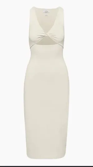Aritzia babaton Cream mantle cut out midi contour cream dress spring $98 party M thumbnail 2