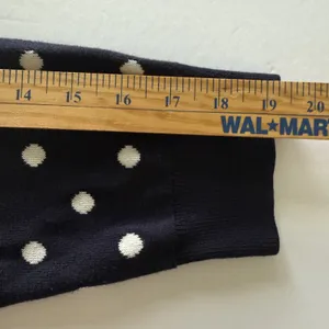 Talbots Button Front 3/4 Sleeve Navy Polka Dot Cotton Blend Cardigan Sweater L thumbnail 4