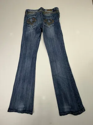 ReRock for Express Womens Embroidered Bootcut Blue Jeans thumbnail 2