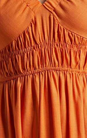 Showpo Puff Sleeve Plunge Neck Dress In Orange thumbnail 5