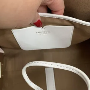 Kate Spade Sam Canvas Satchel Blazer Brown White Leather Trim Shoulder Bag Purse thumbnail 12