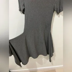 Anthropologie Women Small Susana Monaco Grey Ribbed Mini Dress Fall Chic thumbnail 4