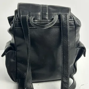 Perlina Black Genuine Leather Backpack Vintage 90s Buckle Moto Y2K Bag thumbnail 4