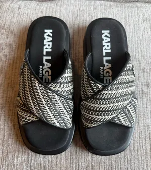 Karl Lagerfeld Paris Ophelia woven slip on platform sandals thumbnail 1