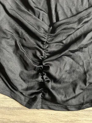 Cider Black Ruched Square Neck Crop Top thumbnail 3