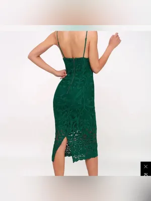 Bardot | Gia Forest Green Lace Bodycon Midi Dress, 8/M thumbnail 2