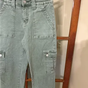 VERVET Buckle Green Stretch Cargo Y2K High Rise Wide Leg Pant Streetwear Size 24 thumbnail 5
