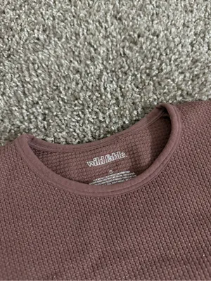 Wild Fable Small Mauve Pink Glitter Shimmer Ribbed Crop Tee Short Sleeve Gym thumbnail 7