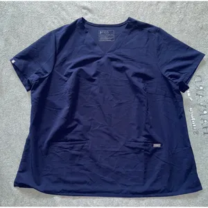 FIGS Women's Technical Collection Scrub Top Blue Short Sleeve Pocket Sz 4XL thumbnail 1