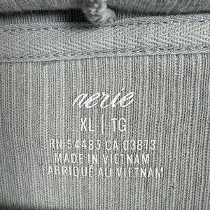 Aerie Sage Pale Green Ribbed Cropped Hooded Sweatshirt Drawstring W2212 Sz XL thumbnail 5