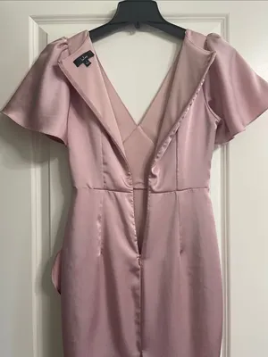 Lulus Eternal Bond Blush Satin Ruffled Flutter Sleeve Maxi Dress Size Small thumbnail 9