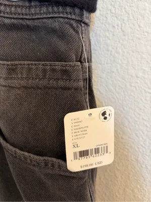 NWT Free People Edison Wide Leg Coverall Moxie Black Denim Jumpsuit XL thumbnail 7