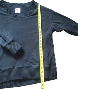 Aerie Black V Neck Sweatshirt Pullover Oversized‎ Slouchy Terry Knit Small thumbnail 4