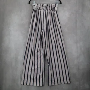 Blue Stripe‎ Belted Wide Leg Boho Pull On Straight Leg Trousers Pant S Small thumbnail 3